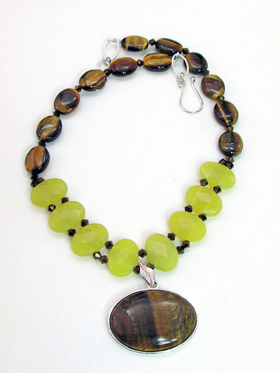 Tiger Eye with Yellow Jade and Tiger Eye Pendant by daksdesigns