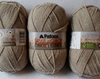 Patons Classic Wool Yarn,100% Pure New Wool,3.5 oz,Natural Mix,Color 00229,Knitting Supplies,Crochet Supplies,Felt Supplies,Craft Supplies