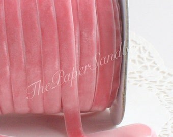 Pink Velvet, Pink Velvet Ribbon, 3/8" wide, Pink Velvet Trim, Velvet Chockers, Weddings, Gift Wrapping, Sewing, Baby Girl, Party Supplies