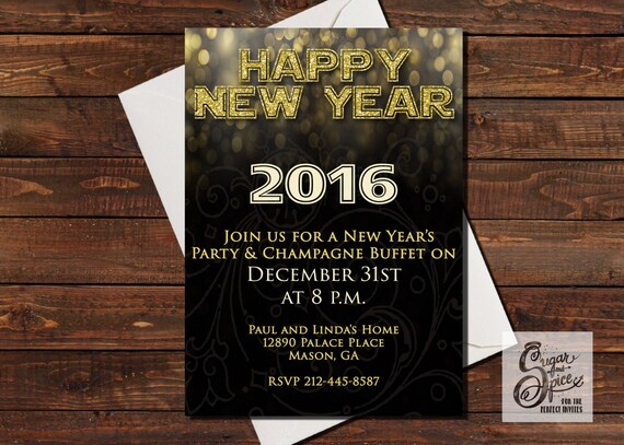 Printable New Years Invitation New Year by SugarSpiceInvitation