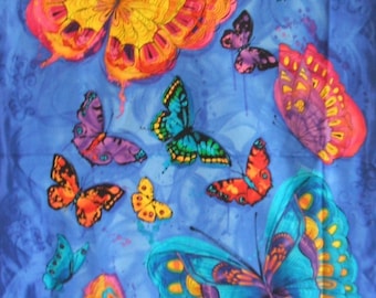 Monterrey Painted Bright Bold ButterflyTimeless Treasures Fabric Blue Panel