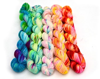 Hand dyed mini skeins sock yarn