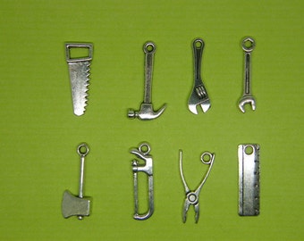 The Tool Charm Collection -8 different antique silver tone charms