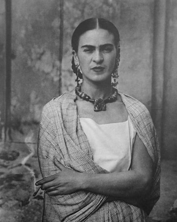 Frida Kahlo Holding Smoking Cigarette Artist Portrait Photo