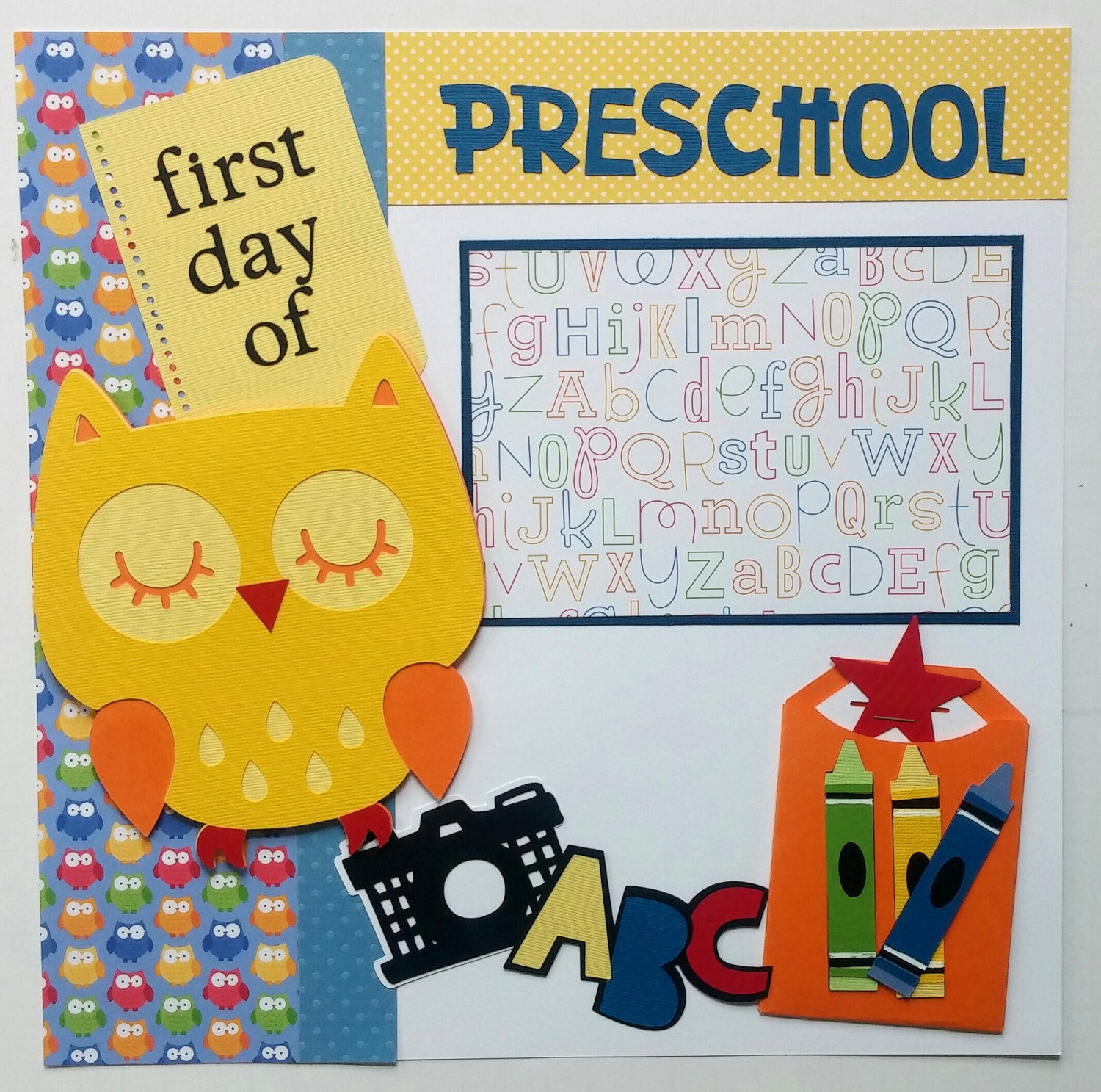 Preschool scrapbook page Back to school premade scrapbook Etsy