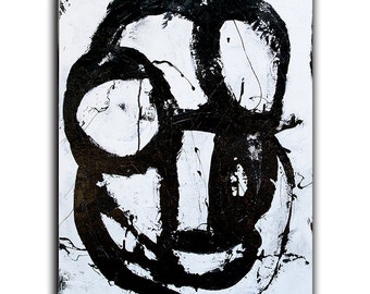 Black and White Abstract Painting on 24x30 canvas