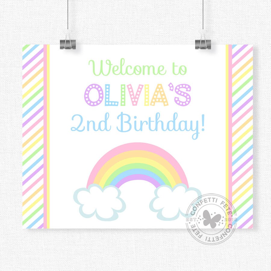 Pastel Rainbow Welcome Sign Pastel Rainbow Party Decorations