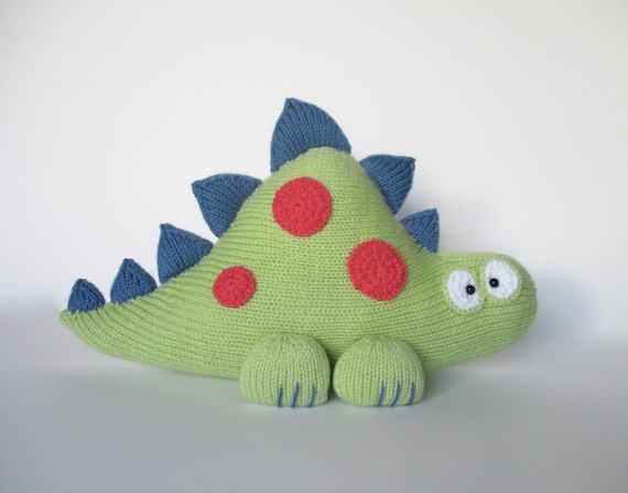 Clarence the Dinosaur toy cushion knitting pattern