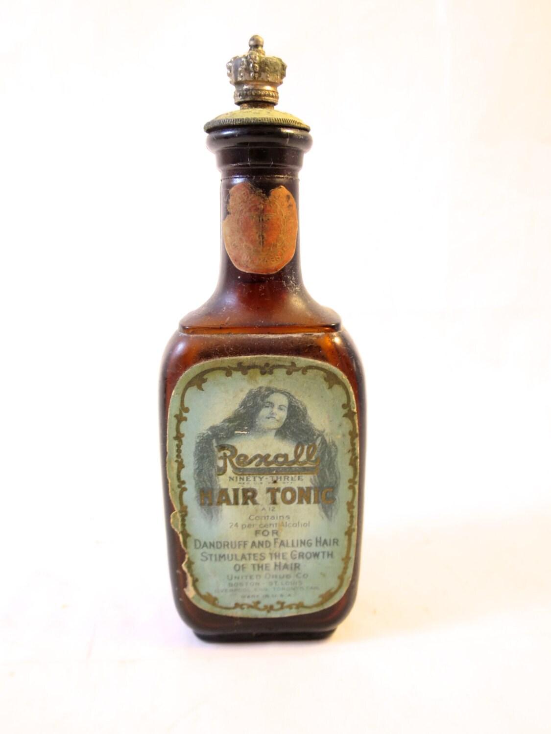 Vintage Hair Tonic Bottle Antique Brown by BonniesVintageAttic