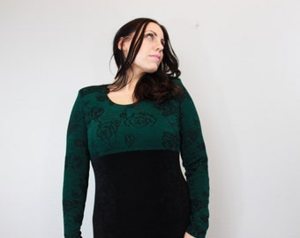 Vintage 90s Green long sleeve baby doll dress By Molly Malloy