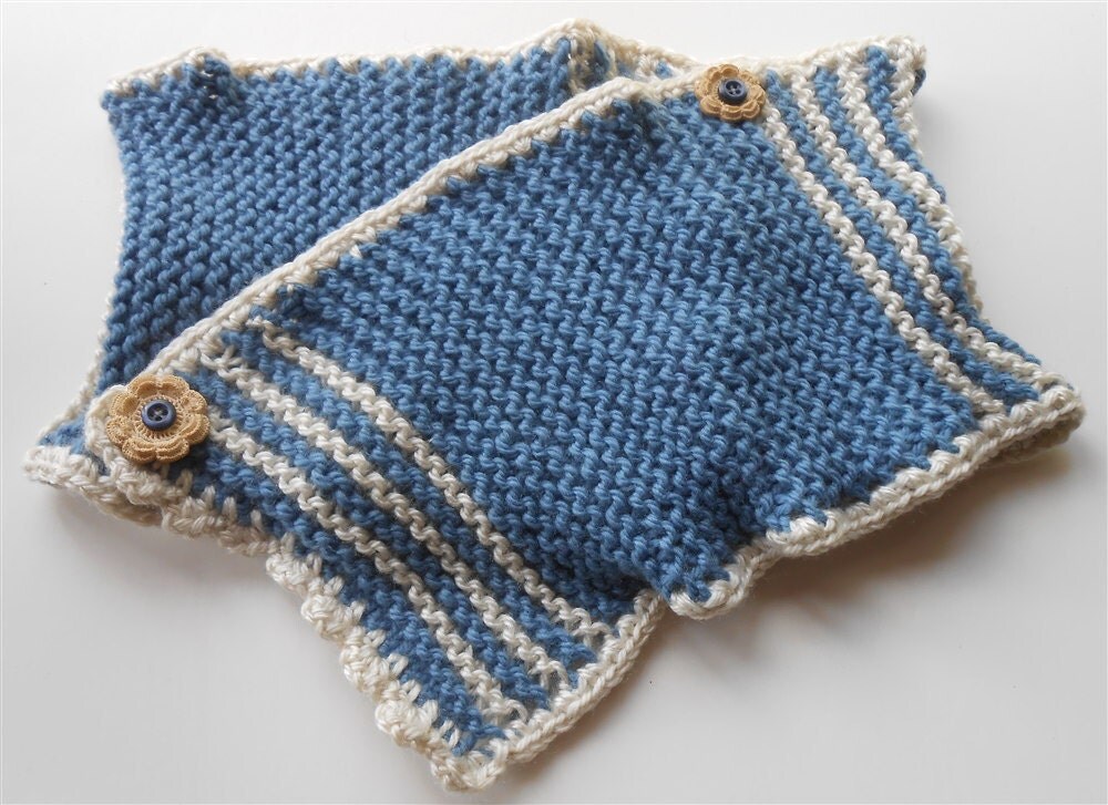 Blue Knit Collar Cowl High Neck Knitted Stripe Collars Cowls