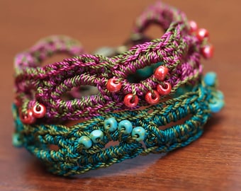 CROCHET PATTERN, Crochet Bracelet Pattern, Bead Jewelry Tutorial, Thread Crochet- Instant Digital Download (39)