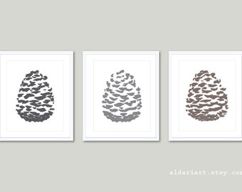 Pine Cone Art Prints / Pinecones Wall Art / Pine Cone Prints / Pine cone Poster / Pine Cone Woodland Decor / Aldari Art