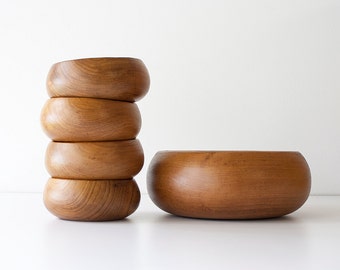 Vintage Danish Modern Teak Salad Bowl Set