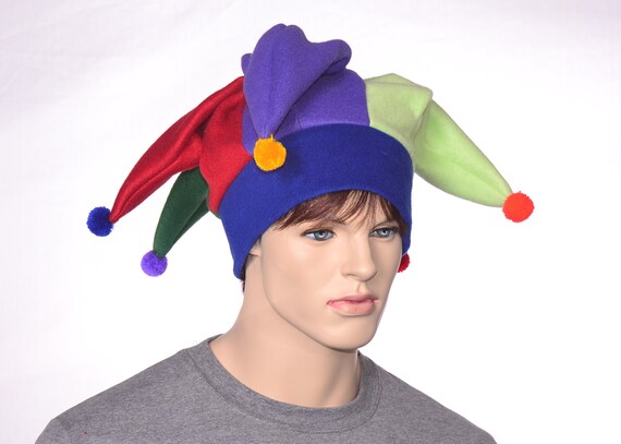 Multi-color Patchwork Jester Hat Traditional Five Pointed