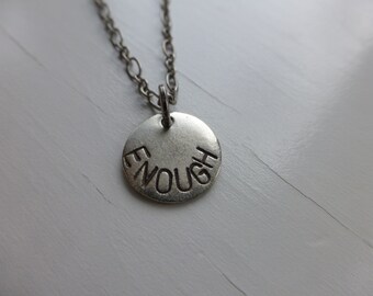 enough necklace custom mental health eating disorder recovery jewelry suicide awareness teen girl gift positive message trans gender fluid