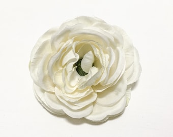 One Jumbo Ivory Silk Ranunculus - 4 Inches - Artificial Flower