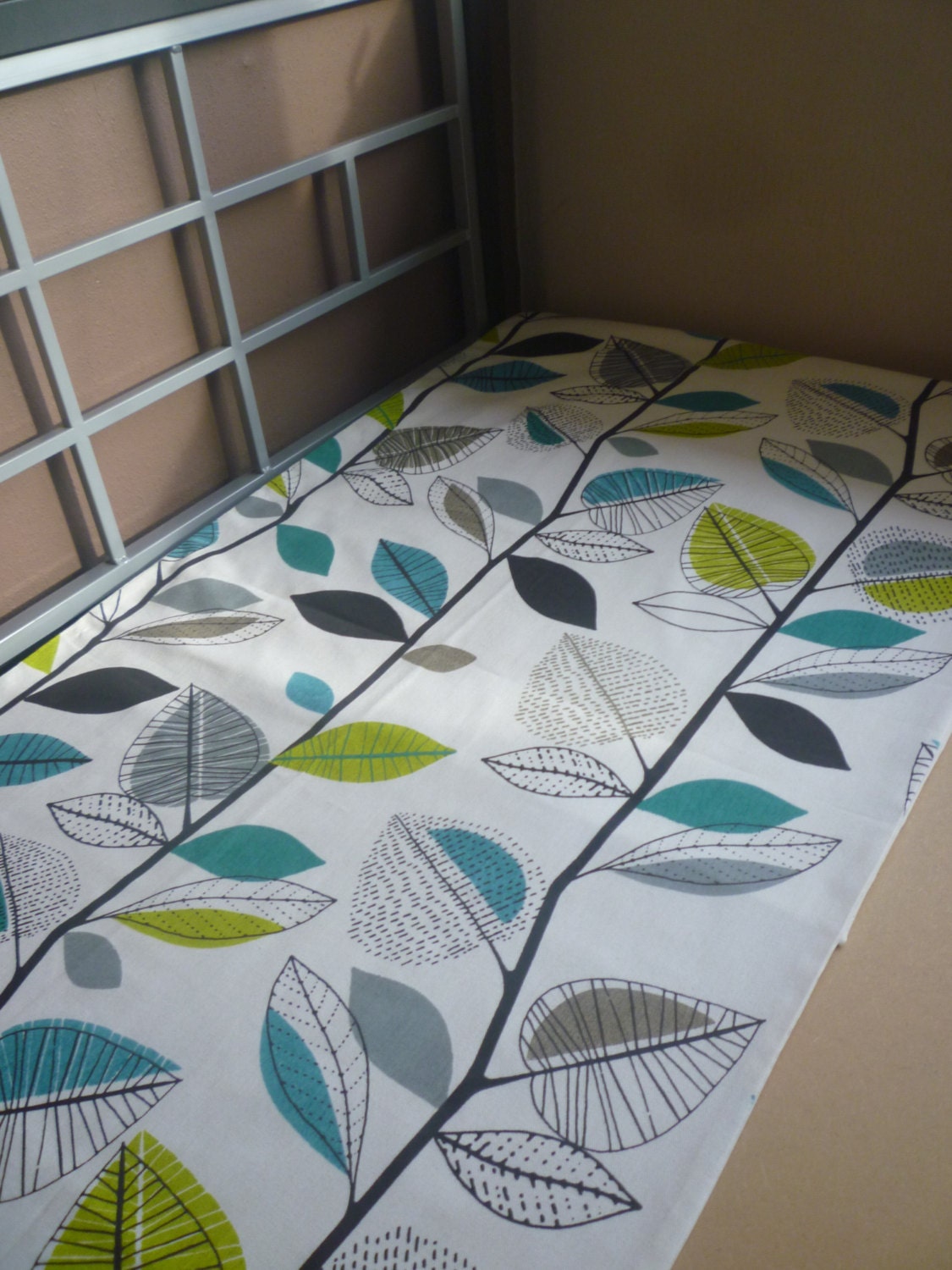 King Bed Runner Throw Teal Lime Green Blue Gray by WickedWalls