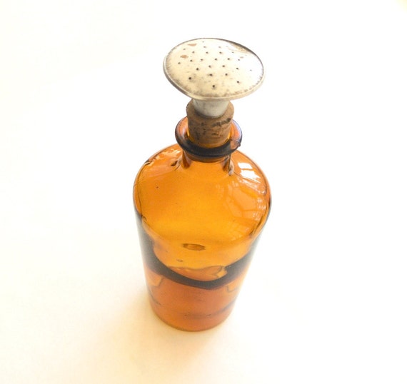 Vintage glass laundry sprinkler with aluminum and cork