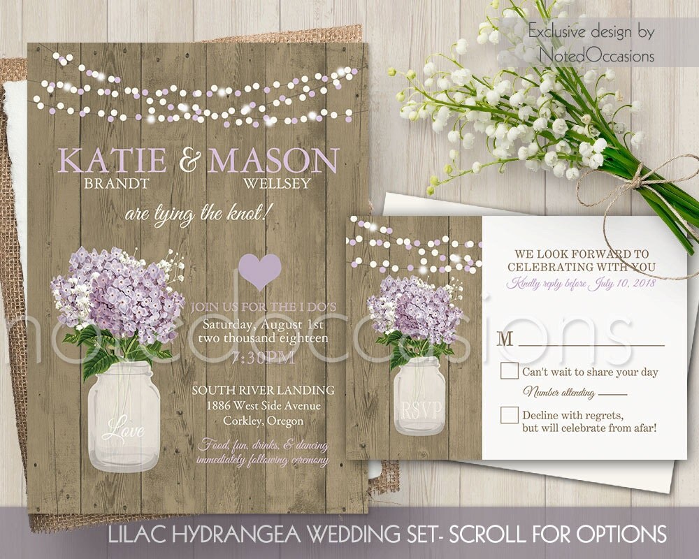 Printable Mason Jar Wedding Invitation Rustic by NotedOccasions