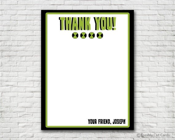 Ben 10 Themed Thank You Card Il_570xn