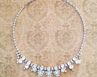 1950s Necklace Rhinestone By Leo Glass
