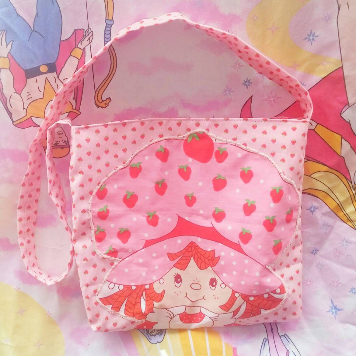Strawberry Shortcake vintage applique upcycled cute purse BY