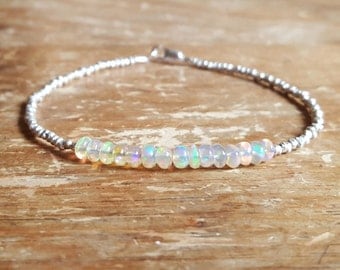 Opal Bracelet Opal Beaded Bracelets October Birthstone Bracelet Fire Opal Bracelet Opal Bead Bracelet Womens Jewelry Birthday Teen Girl Gift