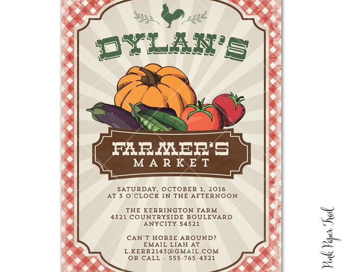 Farm, Barnyard, Tractor Farmer's Market, Invitation, I Will Customize for you - Print Your Own