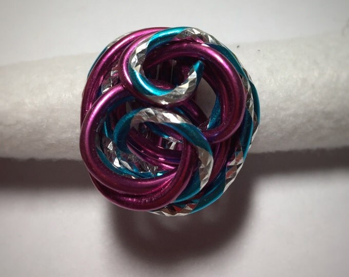 Pink and Turquoise Statement Ring, Wire wrapped ring, Wire Rose Ring, Womens Statement Ring