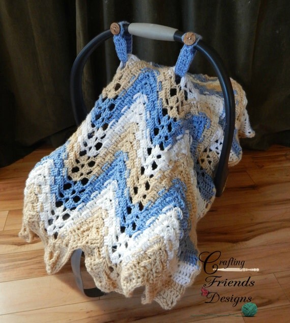 Crochet Pattern for theTextured TriSquare Chevron Infant Car