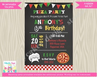 Pizza Party Invitation Pizza Invitation Pizza Chef Pizza making Party boy invitation birthday party printable diy digital