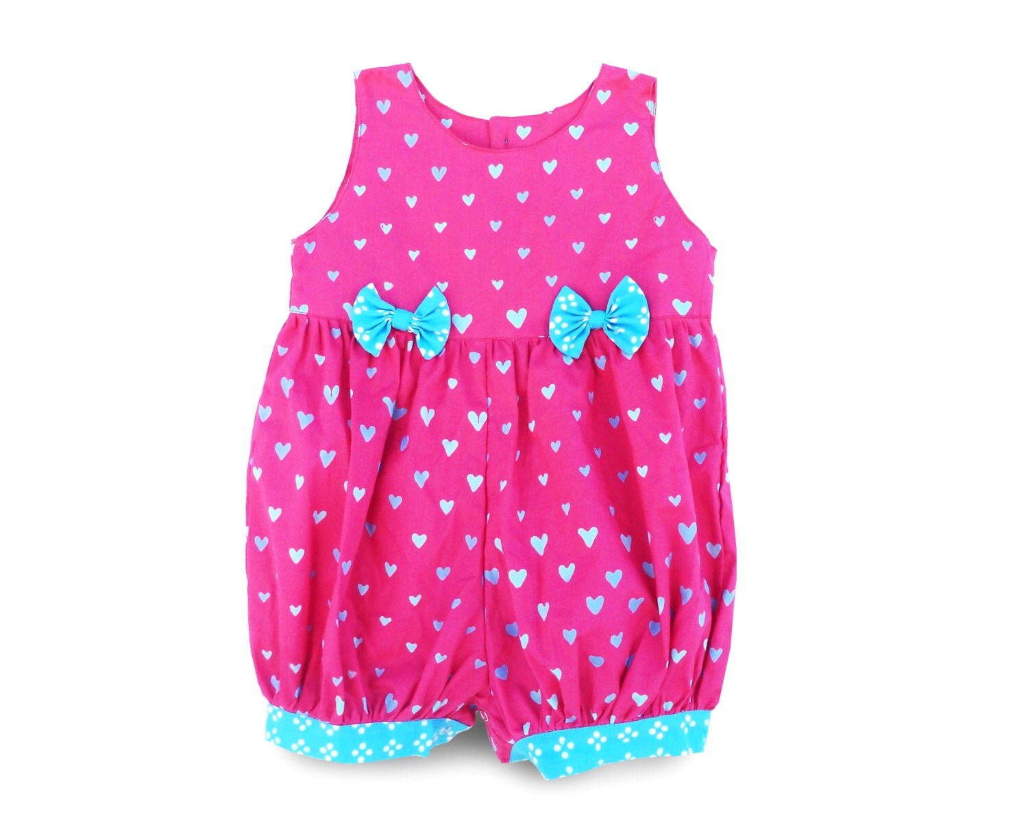Pink Baby Girl Romper Pink Hearts Toddler Romper Toddler