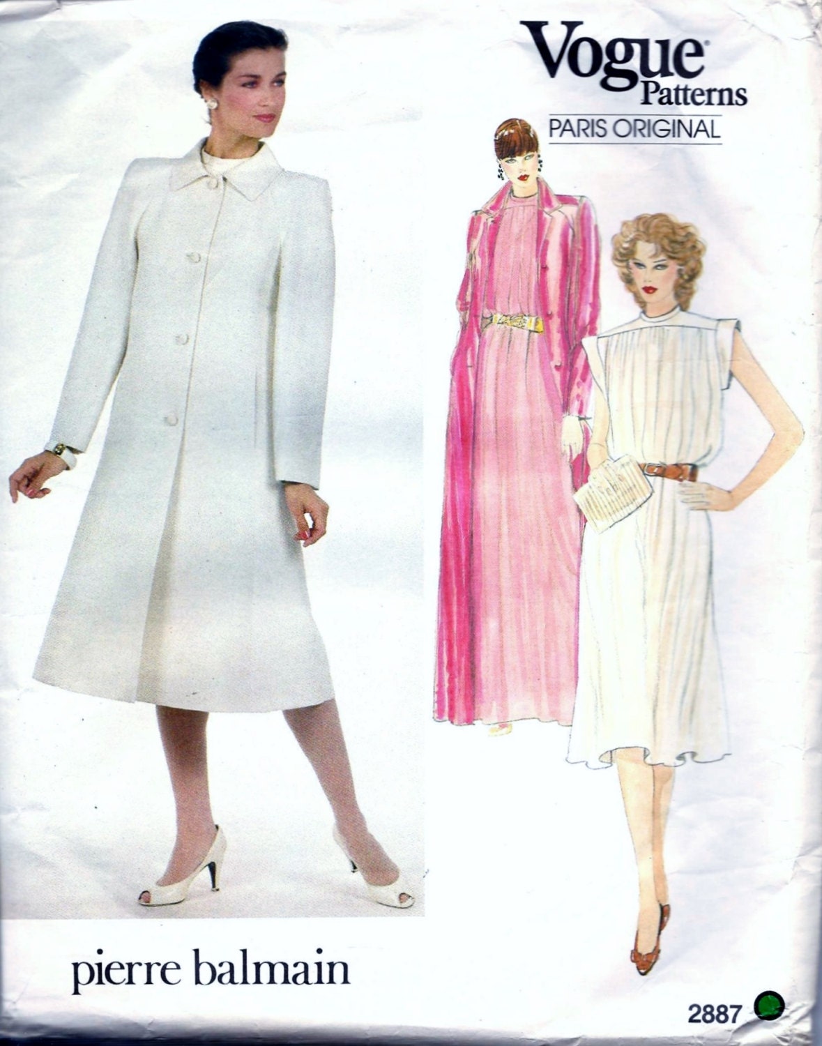 Vintage Vogue 2887 Dress And Coat Sewing Pattern Size 14 SemiFitted, A
