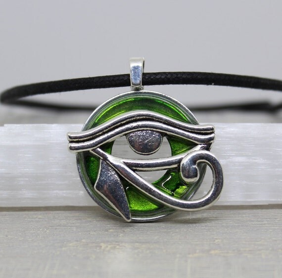 green eye of horus necklace mens jewelry good by NatureWithYou