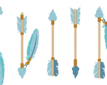 Arrows, single arrow embroidery designs collection, 5 types in multiple sizes - 4, 5, 6 and 7 inches - pillow design