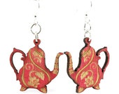Tea Pot Wood Earrings