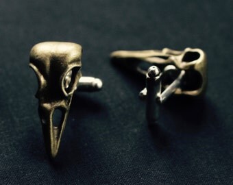 Bird skull Cuff links in brass or silver