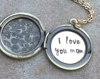 Locket Necklace, Message Locket, Personalized Locket, Flower Locket, Hand Stamped Message Locket, natashaaloha