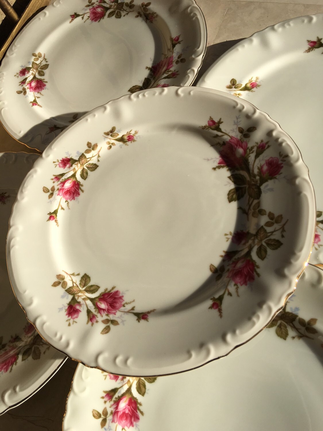 Vintage Royal Rose Dinner Plates Moss Rose Fine China Japan