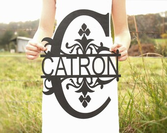 Split Letter Monogram Wood Monogram Door Hanger Sign Monogram Sign