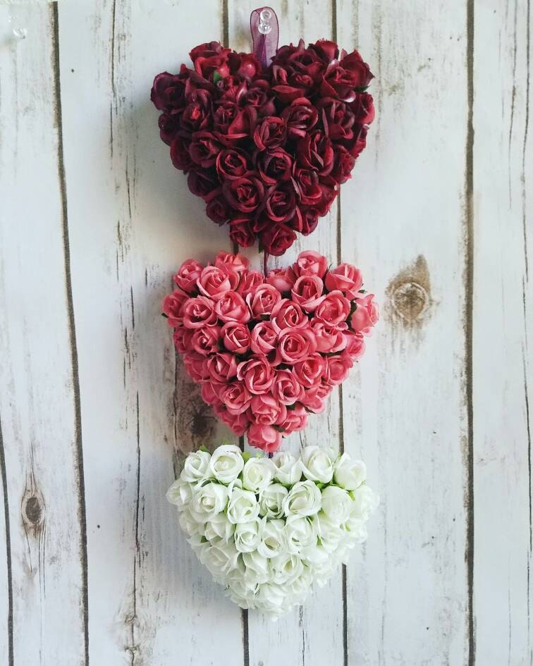Heart Roses wall Hanging Shabby Chic Wall Hanging Roses
