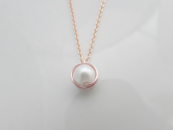 Rose Gold Pearl Necklace Pearl Necklace Rose Gold Jewellery