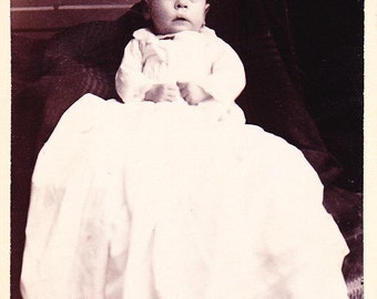 Old Photograph Baby in Christening Gown Vintage Photo Paper Ephemera Snapshot Photo Collectibles