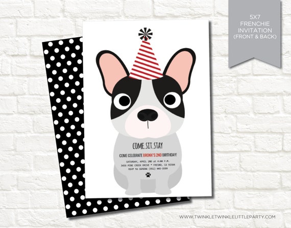 French Bulldog Dog Birthday Party Digital Invitation Il_570xn