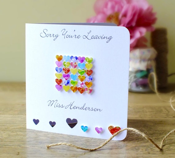 handmade personalised 'sorry you're leaving' card
