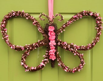 Butterfly Wreath - Spring and Summer Wreath - Mother's Day Gift - Door Decor