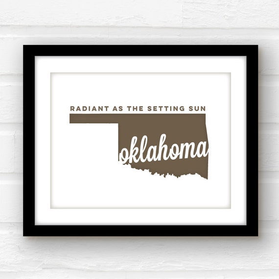 Oklahoma state print Oklahoma wall art Tulsa Oklahoma art