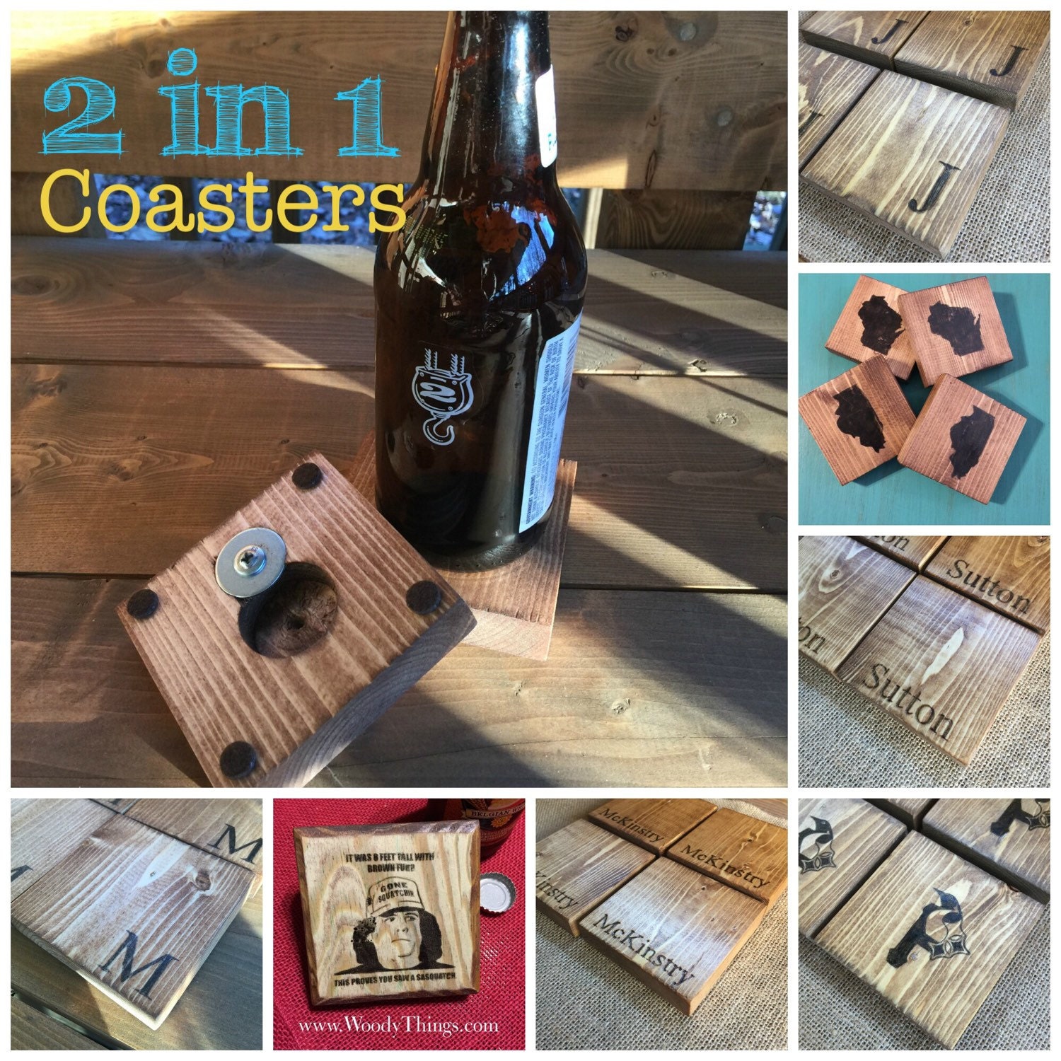 Reversible Coasters Bottle Opener /Coaster 2 in 1