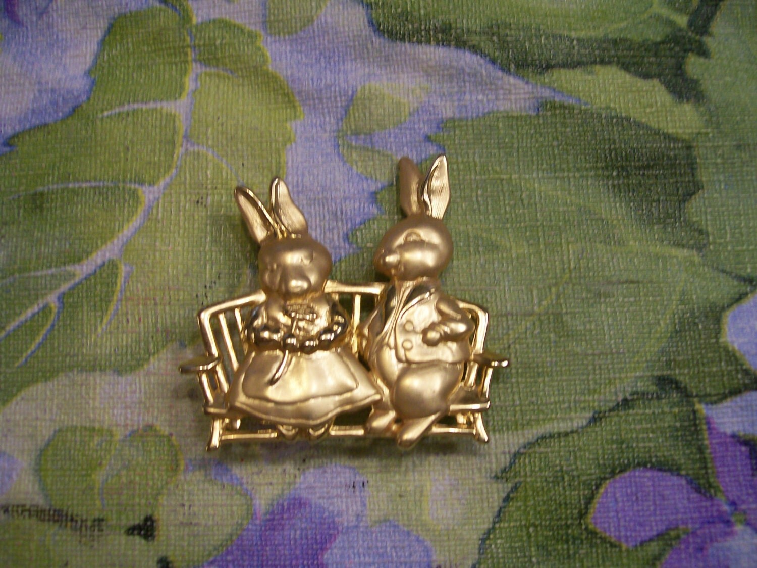 Vintage Bunny Brooch Goldtone Easter Pin